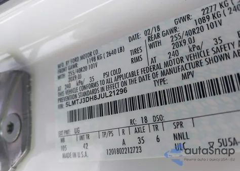 2018 Lincoln Mkc Reserve z USA, uszkodzony, nr VIN 5LMTJ3DH8JUL21296